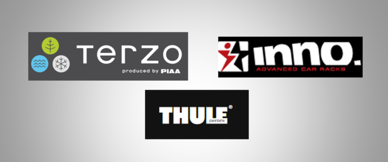 日本国内の3大カーキャリアブランド（Terzo、inno、THULE）のロゴ